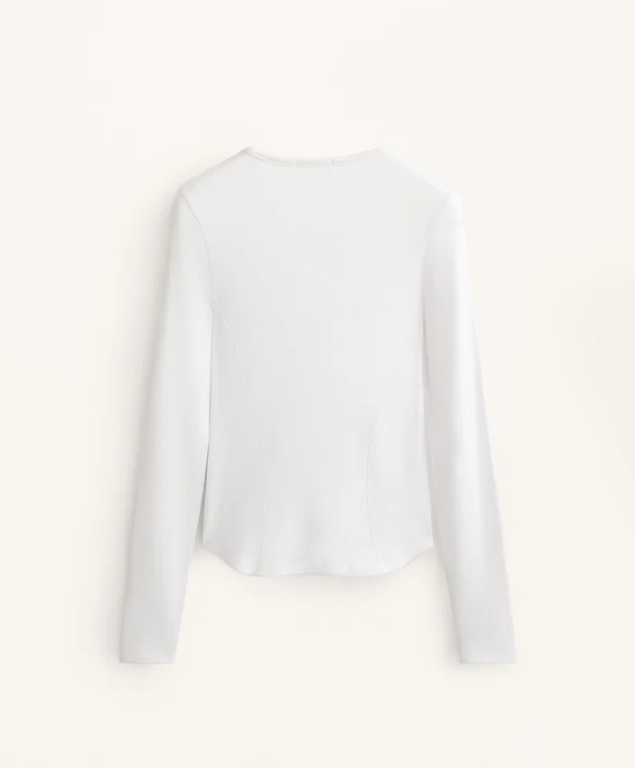 T-shirt ajusté à manches longues en coton et modal T-shirt ajusté à manches longues en coton et modal