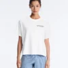 T-shirt ample en mélange de coton avec slogan T-shirt ample en mélange de coton avec slogan