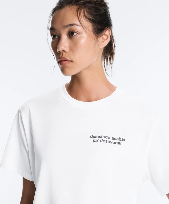 T-shirt ample en mélange de coton avec slogan T-shirt ample en mélange de coton avec slogan