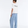 T-shirt ample en mélange de coton avec slogan T-shirt ample en mélange de coton avec slogan