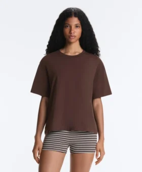 T-shirt ample à manches courtes en coton mélangé