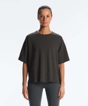 T-shirt ample à manches courtes en coton mélangé