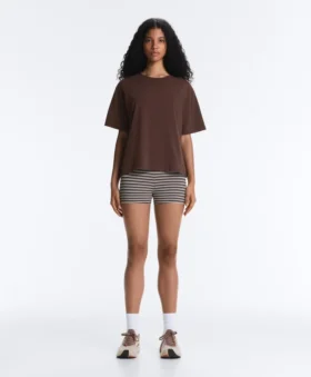 T-shirt ample à manches courtes en coton mélangé