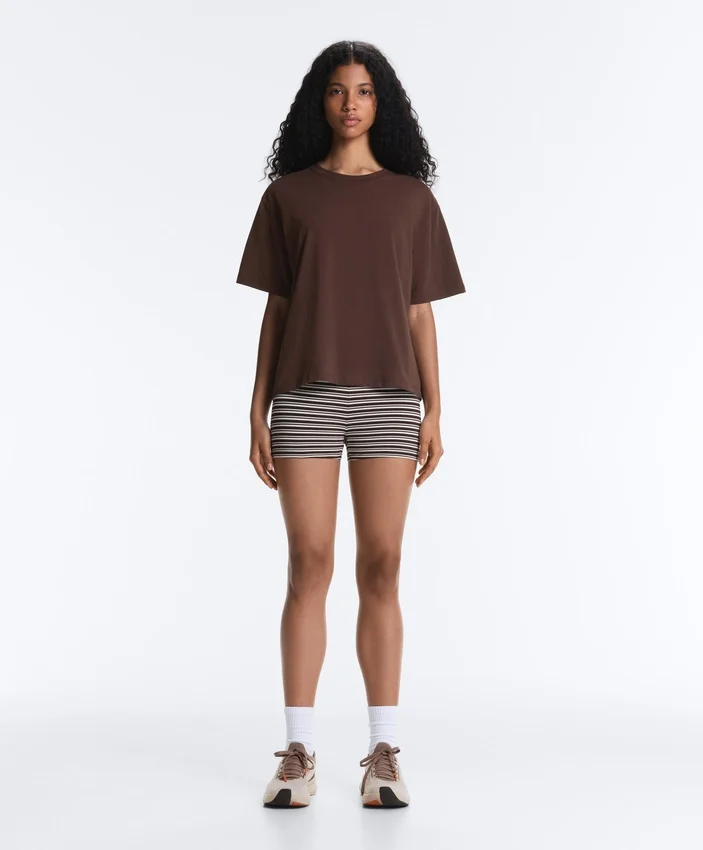 T-shirt ample à manches courtes en coton mélangé T-shirt ample à manches courtes en coton mélangé