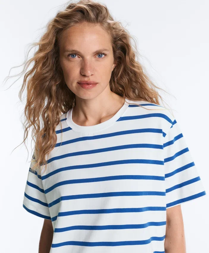 T-shirt ample à manches courtes en coton mélangé T-shirt ample à manches courtes en coton mélangé