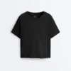T-shirt ample à manches courtes en coton mélangé T-shirt ample à manches courtes en coton mélangé