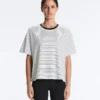 T-shirt ample à manches courtes en coton mélangé à rayures T-shirt ample à manches courtes en coton mélangé à rayures