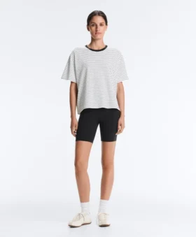 T-shirt ample à manches courtes en coton mélangé à rayures