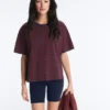 T-shirt ample à manches courtes en coton mélangé à rayures T-shirt ample à manches courtes en coton mélangé à rayures