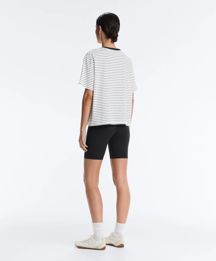T-shirt ample à manches courtes en coton mélangé à rayures T-shirt ample à manches courtes en coton mélangé à rayures