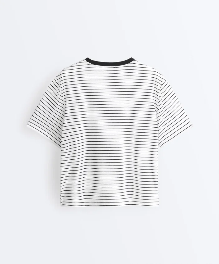 T-shirt ample à manches courtes en coton mélangé à rayures T-shirt ample à manches courtes en coton mélangé à rayures