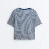 T-shirt ample à manches courtes en coton mélangé à rayures T-shirt ample à manches courtes en coton mélangé à rayures