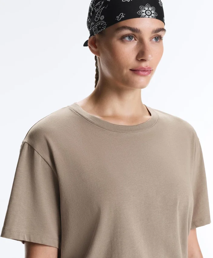 T-shirt ample à manches courtes en mélange de coton avec slogan T-shirt ample à manches courtes en mélange de coton avec slogan