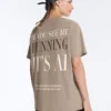 T-shirt ample à manches courtes en mélange de coton avec slogan T-shirt ample à manches courtes en mélange de coton avec slogan