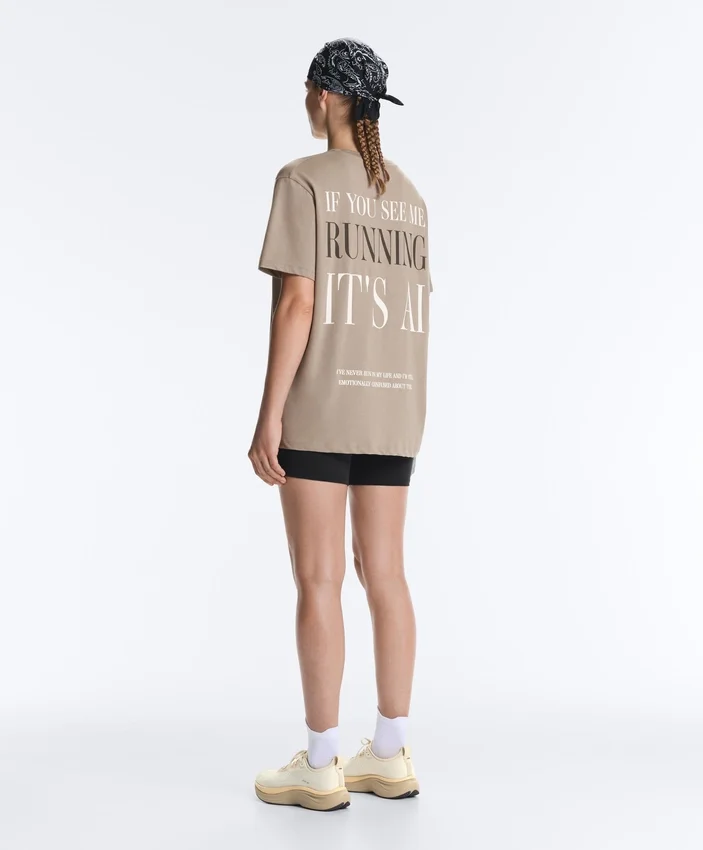 T-shirt ample à manches courtes en mélange de coton avec slogan T-shirt ample à manches courtes en mélange de coton avec slogan
