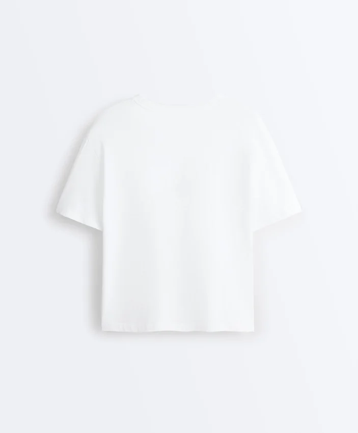 T-shirt ample à manches courtes en mélange de coton avec slogan T-shirt ample à manches courtes en mélange de coton avec slogan
