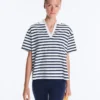 T-shirt ample à manches courtes et col polo en mélange de coton T-shirt ample à manches courtes et col polo en mélange de coton