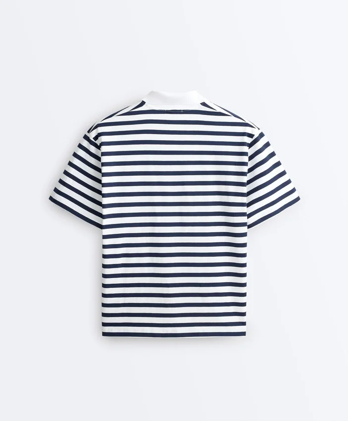 T-shirt ample à manches courtes et col polo en mélange de coton T-shirt ample à manches courtes et col polo en mélange de coton