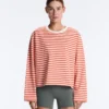 T-shirt ample à manches longues rayé 100 % coton