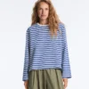 T-shirt ample à manches longues rayé 100 % coton