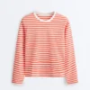 T-shirt ample à manches longues rayé 100 % coton