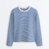 T-shirt ample à manches longues rayé 100 % coton