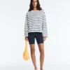 T-shirt ample oversize à manches longues en coton mélangé à rayures T-shirt ample oversize à manches longues en coton mélangé à rayures