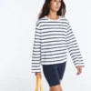 T-shirt ample oversize à manches longues en coton mélangé à rayures T-shirt ample oversize à manches longues en coton mélangé à rayures