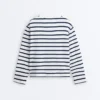 T-shirt ample oversize à manches longues en coton mélangé à rayures T-shirt ample oversize à manches longues en coton mélangé à rayures