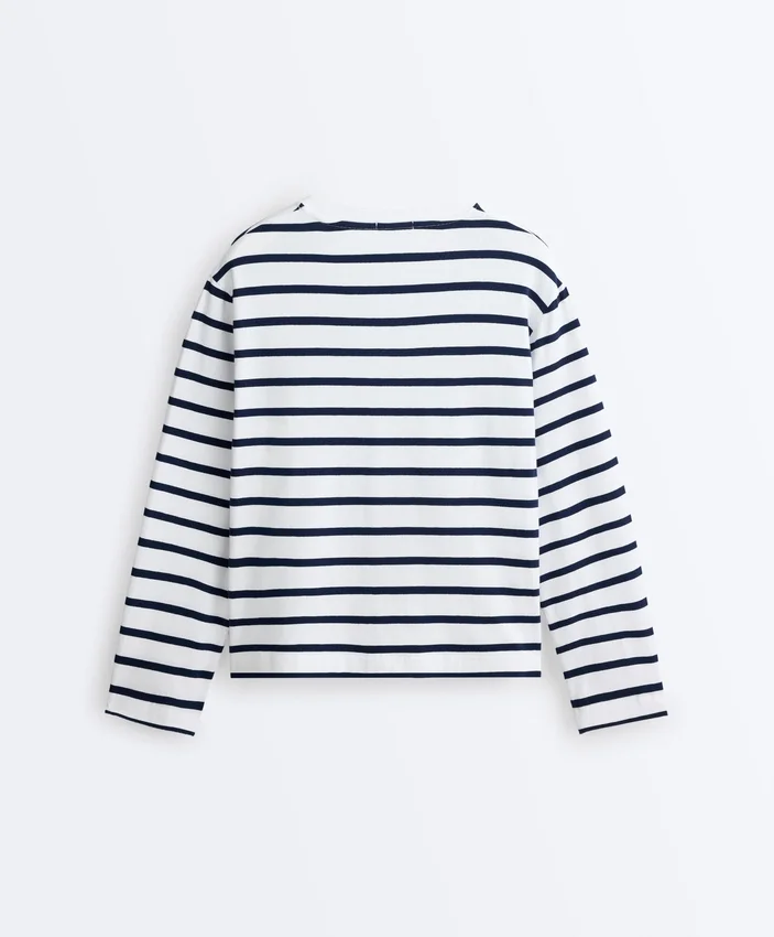 T-shirt ample oversize à manches longues en coton mélangé à rayures T-shirt ample oversize à manches longues en coton mélangé à rayures