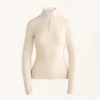 T-shirt à col montant en tricot côtelé, couche de base thermique