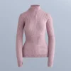 T-shirt à col montant en tricot côtelé, couche de base thermique