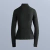 T-shirt à col montant en tricot côtelé, couche de base thermique