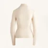 T-shirt à col montant en tricot côtelé, couche de base thermique