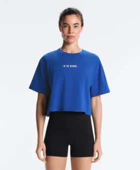 T-shirt court et carré en mélange de coton avec slogan