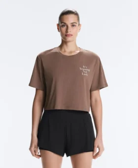 T-shirt court et carré en mélange de coton avec slogan