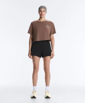 T-shirt court et carré en mélange de coton avec slogan