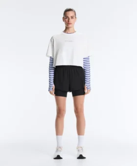 T-shirt court et carré en mélange de coton avec slogan