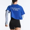 T-shirt court et carré en mélange de coton avec slogan T-shirt court et carré en mélange de coton avec slogan
