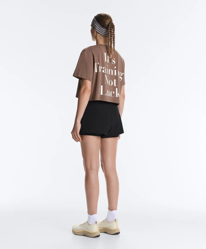 T-shirt court et carré en mélange de coton avec slogan T-shirt court et carré en mélange de coton avec slogan