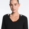 T-shirt croisé en coton mélangé à côtes T-shirt croisé en coton mélangé à côtes