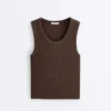T-shirt côtelé à larges bretelles, en coton et modal T-shirt côtelé à larges bretelles, en coton et modal