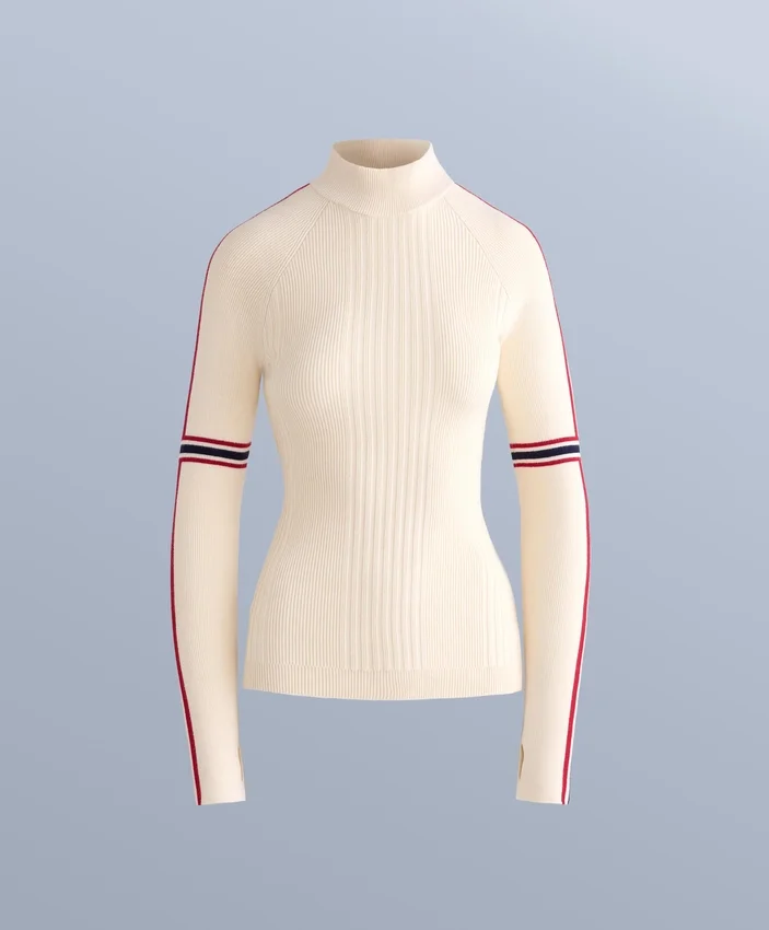T-shirt en tricot thermique avec détails contrastés T-shirt en tricot thermique avec détails contrastés