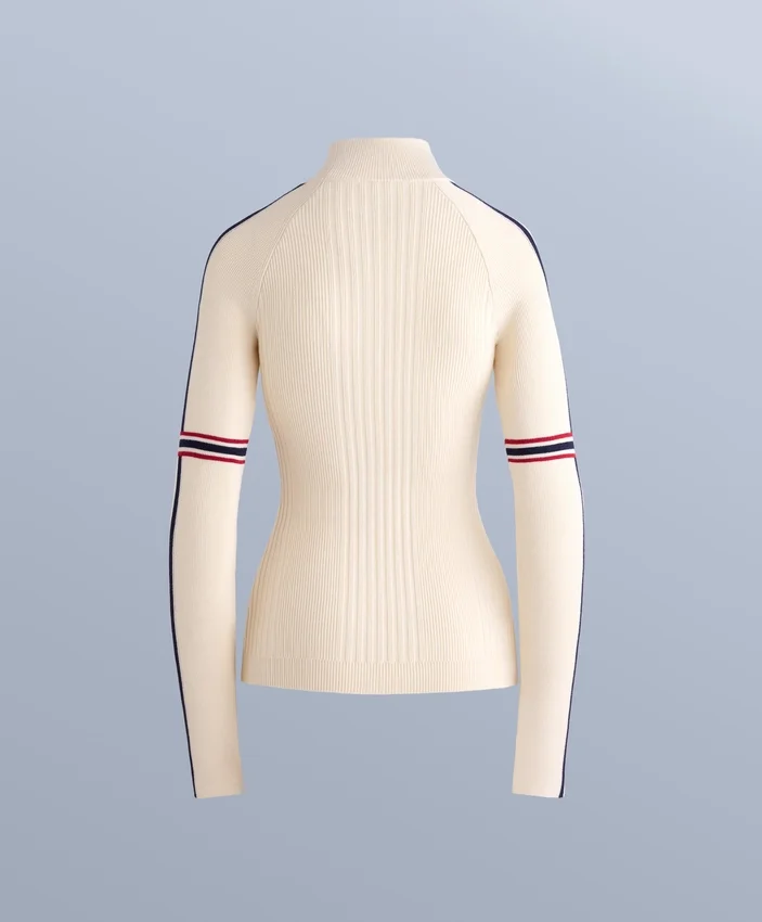 T-shirt en tricot thermique avec détails contrastés T-shirt en tricot thermique avec détails contrastés