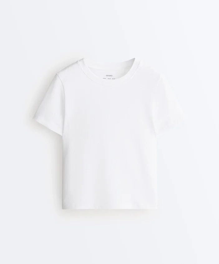 T-shirt à manches courtes en mélange de coton, coupe classique T-shirt à manches courtes en mélange de coton, coupe classique