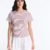 T-shirt à manches courtes en mélange de coton à rayures, coupe classique T-shirt à manches courtes en mélange de coton à rayures, coupe classique