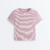T-shirt à manches courtes en mélange de coton à rayures, coupe classique T-shirt à manches courtes en mélange de coton à rayures, coupe classique
