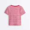 T-shirt à manches courtes en mélange de coton à rayures, coupe classique T-shirt à manches courtes en mélange de coton à rayures, coupe classique