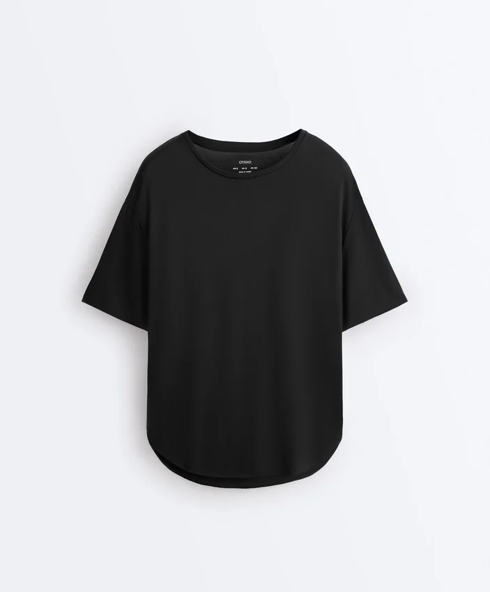 T-shirt à manches courtes en mélange de modal avec ourlet arrondi dans le dos T-shirt à manches courtes en mélange de modal avec ourlet arrondi dans le dos