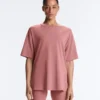 T-shirt à manches courtes et coupe longue en mélange de coton T-shirt à manches courtes et coupe longue en mélange de coton